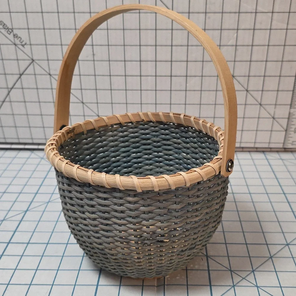 Blue Woven Basket W/Handle, Vintage Yankee Candle Basket, Variegated Blue #2